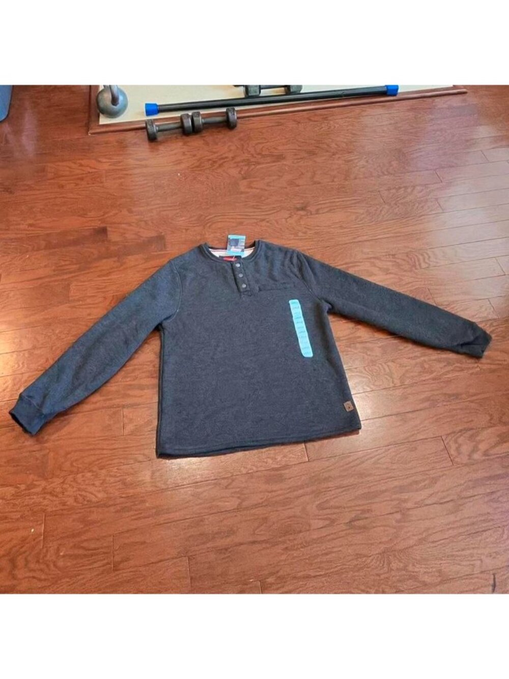 Coleman Men's Large Sherpa Lined Henley Pullover Sweater Dark Gray